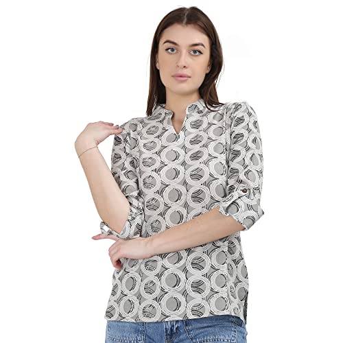 ZUVINO Collared Short Kurti for Women || Short Kurta for Women || Tunic Tops for Women || Long Tops for Women || Plus Size Tops for Women. (X-Large, Grey)