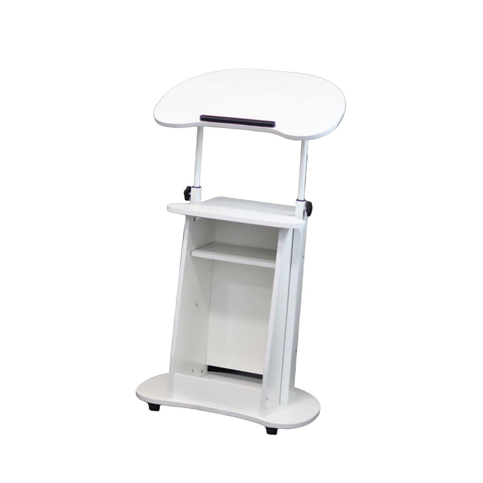 Soporte de podio con dos paneles orientables y cajón inferior, atril portátil de 85-115 cm