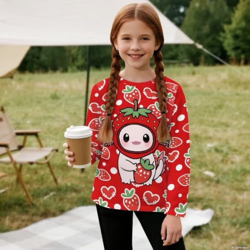 Image of WELLFLYHOM Long Sleeve T-Shirt for Boys Girls 3-16 Years Old Tee Tops Crewneck Pullover Shirts Fall Outfits
