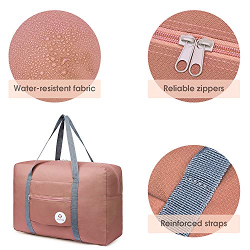 For Airlines Foldable Travel Duffel Bag Tote Carry on Luggage Sport Duffle Weekender Overnight for Women and Girls (1112-Orange)