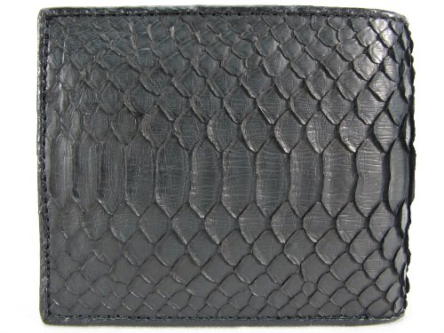 Pelgio Genuine Python Snake Skin Leather Bifold Wallet (Scale Matte Black) #TOP2