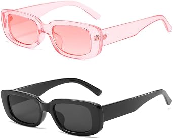 Dollger Rectangle Sunglasses for Women Men Trendy Retro Fashion Sunglasses UV 400 Protection Square Fram