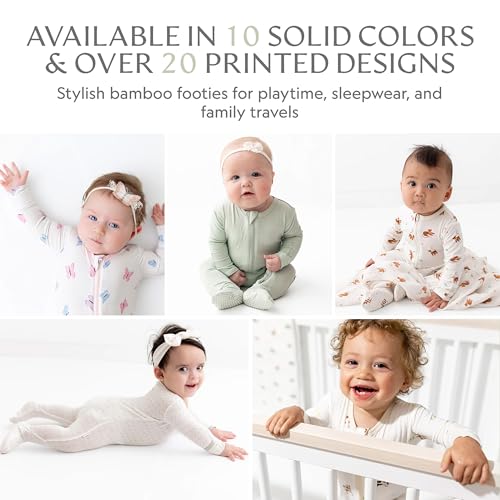Image of Bamboo Little Soft Baby Footie Pajamas, Baby Clothes, Newborn Sleepers, 95% Viscose and 5% Spandex, 0-24 Months