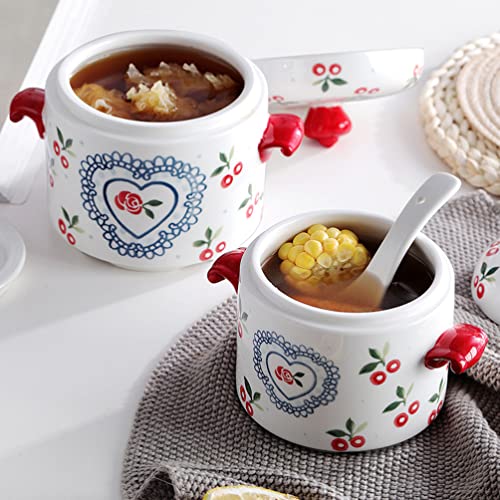 Fumegante Guisado Pote de Cerâmica Copo: Ninho de Pássaro 650Ml Pote de Panela Fumegante Tigela de S