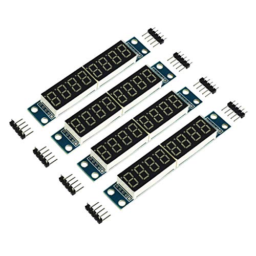 MakerHawk 4pcs 8-Digit 7 Segment Module MAX7219 8 bit Digital Segment Tube LED Display Module Supports Cascade Eight bit Serial 3 IO Ports for Arduino MCU/51/AVR/STM32