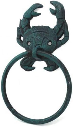 Miniatura 90 de Toallero de hierro fundido de plata antigua de 8.5 pulgadas - Decoración de conchas marinas - Decoración del hogar del mar Plata,Hierro fundido,Azul