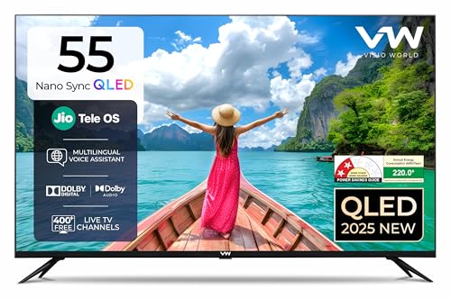 VW 140 cm (55 inches) Nano Sync Series 4K Ultra HD Smart JioTele OS QLED TV VW55JQ1 (Black)