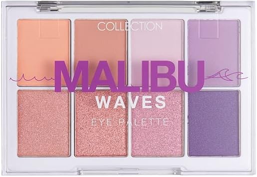 Collection Cosmetics Intensely Pigmented Colour Eye Shadow Palette with 8 Stunning Shades, Matte and Metallic, Malibu Waves