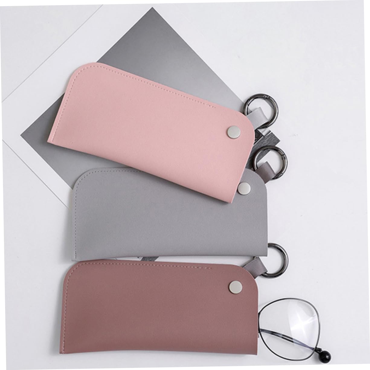 VALICLUD 6piezas Estuche De Gafas De Sol Con Anillo Bolsa De Almacenamiento De Gafas De Organizador Portátil De Pu Para Uso Diario y Viajes