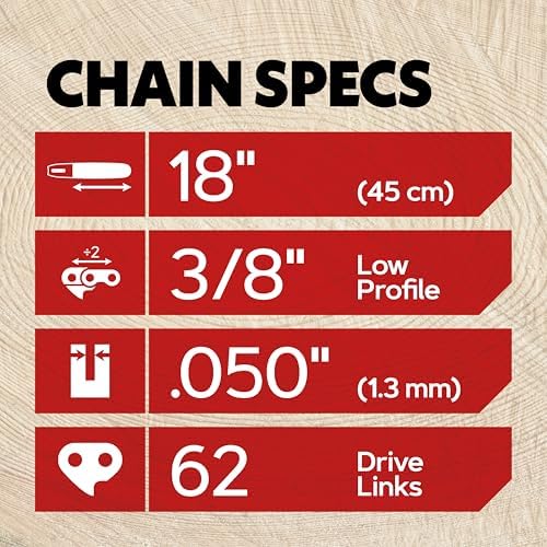Oregon Chainsaw Chain for 18" Bar, 3/8" LP, .050" Gauge, 62 Drive Links - 2