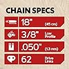 Oregon 3-Pack Chainsaw Chain 3/8" LP Pitch, .050" (1.3 mm) Gauge for 18" (45cm) Bar, 62 Drive Links – Low-kickback Replacement Saw Chain, Fits Husqvarna, Echo, Poulan, Homelite, Craftsman and more #2