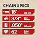 Oregon 3-Pack Chainsaw Chain 3/8" LP Pitch, .050" (1.3 mm) Gauge for 18" (45cm) Bar, 62 Drive Links - Low-Kickback Replacement Saw Chain, Fits Husqvarna, Mac Allister, Bosch and More (91P062X3)