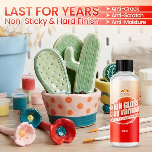 image for MCTRHG Clay Glaze, Gloss Varnish for Air Dry Clay Waterproof, Polymer 