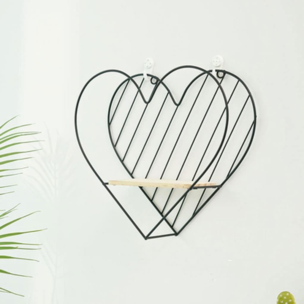JSEIAJB Black Decorative Shelves Metal Heart Shaped Storage Organizer Farmhouse Nordic for Living Room(Gray)
