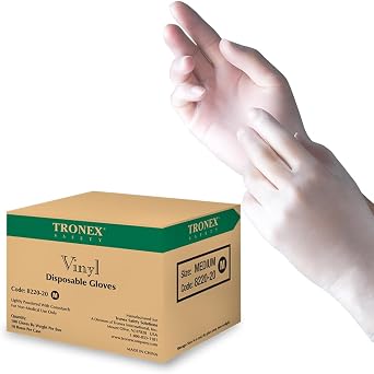 TRONEX 1000 Pack Vinyl Powdered Disposable Gloves, Extra Strength, Food Grade Gloves