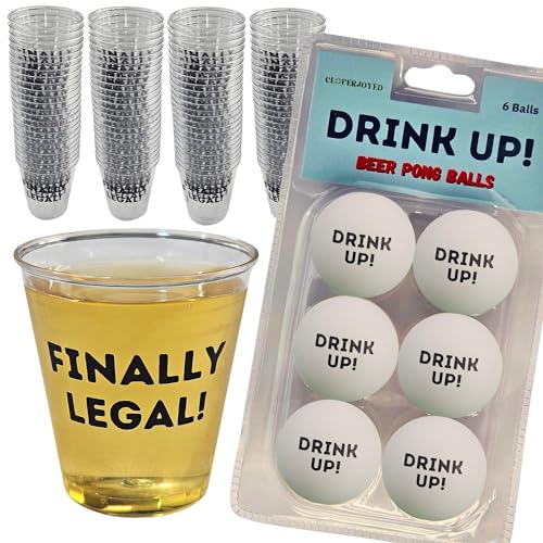 21st Birthday Party Shot Glasses and Beer Pong Balls