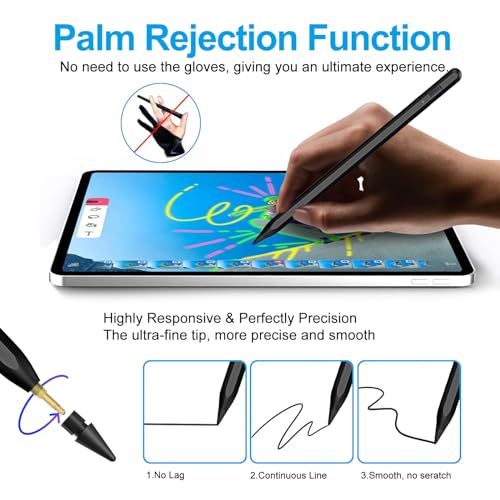 Image of Stylus Pen for iPad 2018-2026 with Palm Rejection, Apple Pencil for Pad11th /10th /9th /8th /7th /6th Gen, iPad Pro 11 /12.9 inch, New iPad Air 2026 11&13-inch(M3 /2) /5th /4th /3th Gen, iPad mini 6th /5th