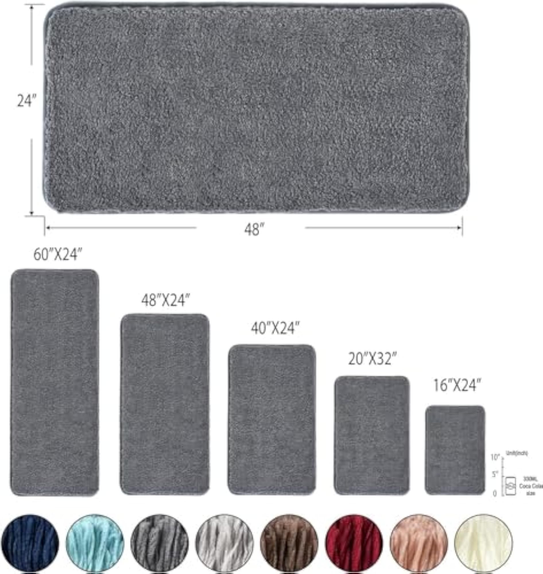 Bath Runner 48x24 Inch, Non-Slip Soft Thickness Mat