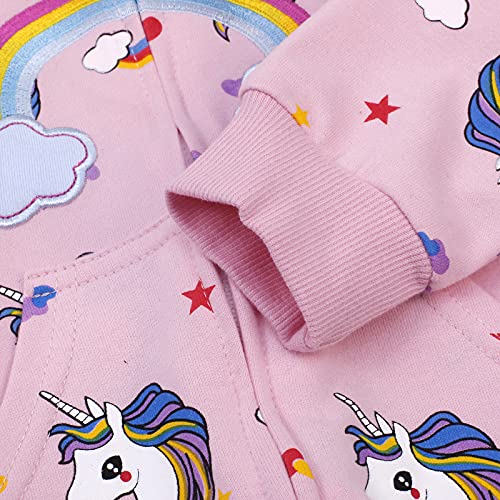 Popshion Baby Girls Zip up Rainbow Unicorn Sweatshirt Kids Winter Jacket Hooded Coats Hoodie Outerwear 2t /90