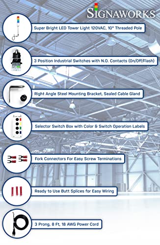 Signaworks Led 4 Light Steady & Flashing Andon Tower Light Kit - Parts Only, Assembly Required - 3 Position Switches For On/Off Operation - Stack Light… #TOP2