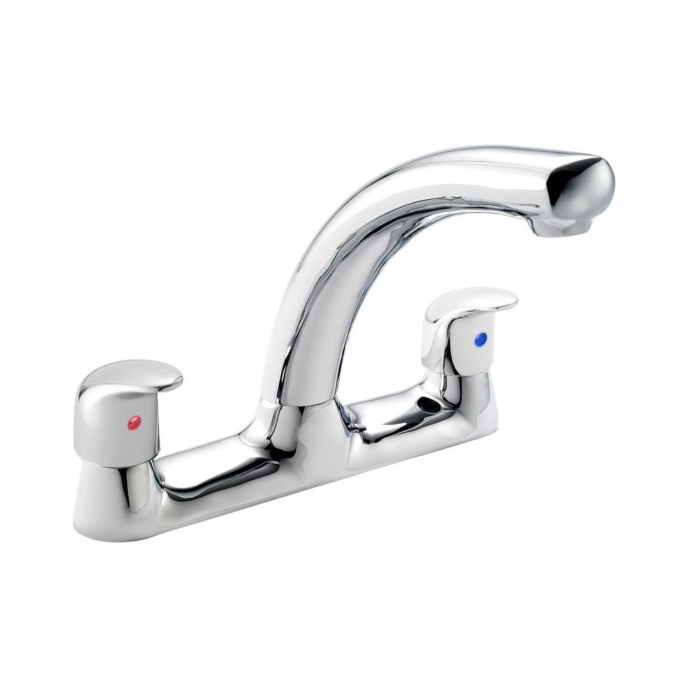 Dual Lever 360 Swivel Spout Kitchen Basin Mono Mixer Tap