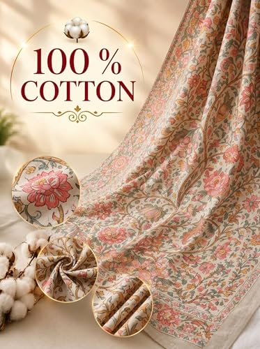 Image of Mafatlal 144 TC Heritage 100% Cotton Traditional Jaipuri Print Single Size Bedsheet (90x60 Inches) with Matching Pillow Cover - Flat, Multicolor