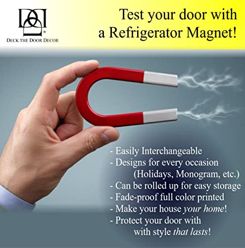 Deck The Door Decor | Door Kick Plate - Magnetic For Steel Doors - Uv Printed Faux Satin Metal Finish - Multiple Sizes (8X34", Faux Satin Nickel) #TOP5