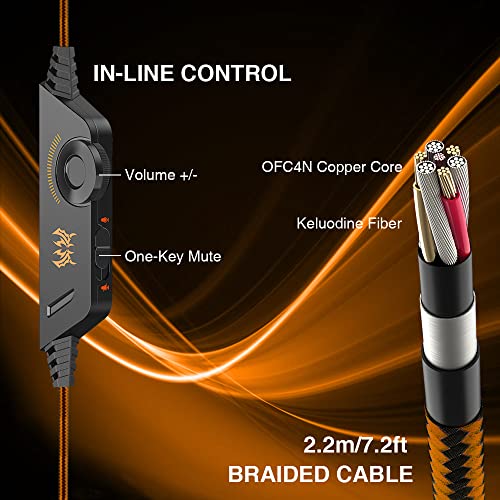 Versiontech. G2000 Gaming Headset, Bass Surround Gaming Headphones With Noise Cancelling Mic, Led Lights, Soft Memory Earmuffs For Ps5/ Ps4/ Xbox One Controller/Laptop/Pc/Mac/Nintendo Nes Games-Orange #TOP4