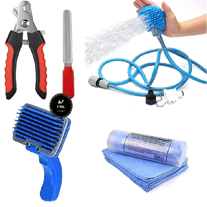 See full amazon price history chart for PSK PET MART Dog Grooming Kit-Dog Nail Clippers with Filer+ Pet Bathing Shower,Sprayer for Bathtub+Dog Plastic Pin Slicker Brush with Press Key for adult & puppy + Soft Pet Towel Comb for Dog PSK PET MART Dog Grooming Kit-Dog Nail Clippers with Filer+ Pet Bathing Shower,Sprayer for Bathtub+Dog Plastic Pin Slicker Brush with Press Key for adult & puppy + Soft Pet Towel Comb for Dog (B0C5JPPQQV) Amazon Price History, Amazon Price Tracker