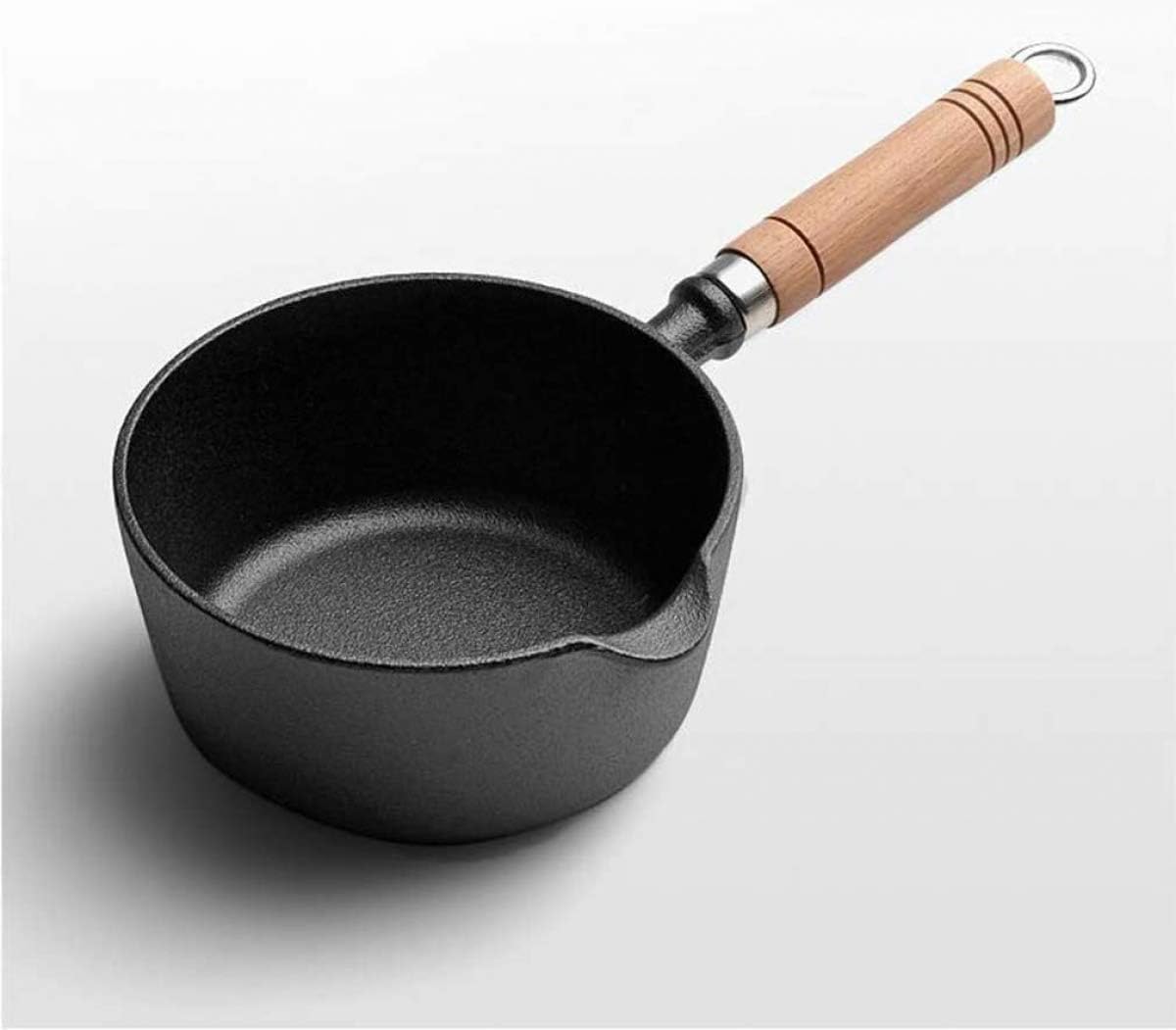qiuqiu Cast Iron Milk Pot Uncoated Soup Pot Non-Stick Small Pot of Hot Milk Noodle Pot Deep Fryer-18cm