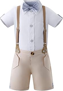 Edjude Baby,Clothing,Baby Boys 0-24m,Outfits & Clothing Sets Edjude Baby Boy Gentleman Suit Toddler Formal Bow Tie Shirt Suspenders Shorts Set for Summet Clothes