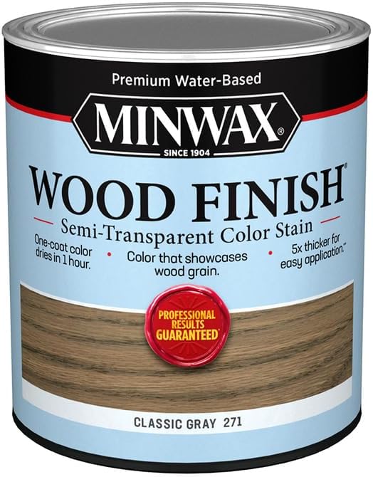 4-Pack of 1 qt Minwax 10820 Classic Gray Wood Finish Water-Based Semi-Transparent Color Stain