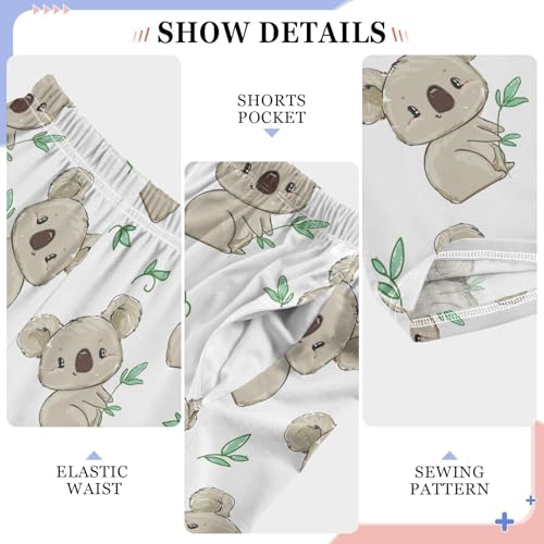 Koala Leaf Pattern Boys Long Pants Soft Trousers Elastic Waist Kids Lounge Bottoms with Pockets S-XL4