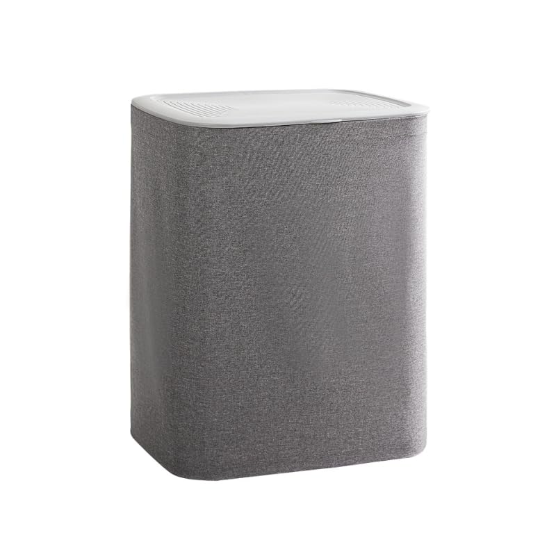90L Large Grey Laundry Basket with Lid Collapsible Laundry Hamper with Handles Waterproof Liner Durable Space-Saving Clothes Organizer