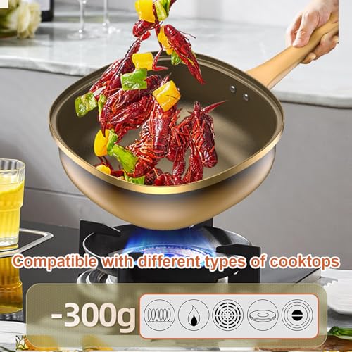 Wok titanio de 12 pulgadas con tapa y mango frío miniatura 7