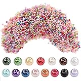 COEWUR 2000 cuentas de perlas de 4 mm para hacer joyas, perlas redondas para manualidades, cuentas espaciadoras de imitación teñidas multicolores para pulseras, collares, aretes