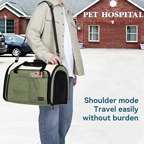Petsfit Tsa Approved Pet Carrier, Dog Carrier Airline Approved, Expandable Collapsible Cat Travel Carrier With Anti Deformation Support，Anti-Scratch Soft Mesh Army Green S+ #TOP6