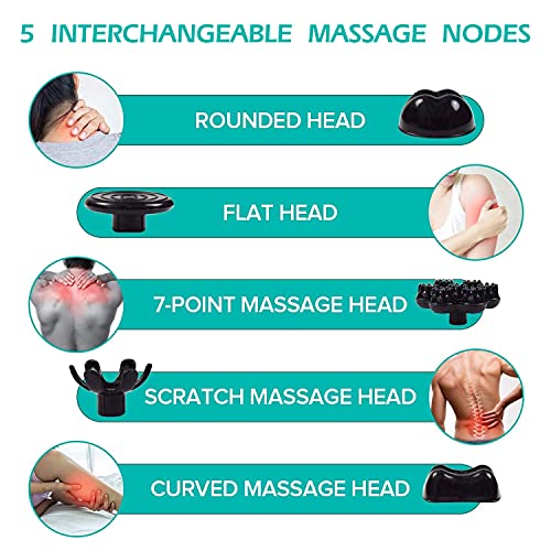 NURSAL Handheld Back Massager for Back Pain Relief, Deep Tissue Massager for Foot, Shoulder, Leg, Muscles, Percussion Neck Shoulder Massager with 5 Interchangeable Tips, 5 Modes & 5 Speeds - Thumbnail 5