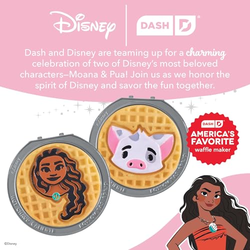 Image of Dash MultiMaker Mini System Removable Plate Set - Ceramic, Nonstick Replacement Plates for Fun-Shaped Waffle Breakfast - Waffle Maker Not Included - 4-Inch - Two-Pack - Moana & Pua