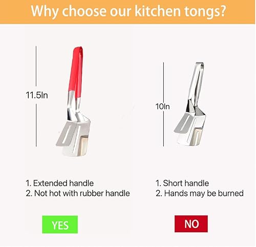 Miniatura 3 de Jrsoul He - Pinzas de cocina de acero inoxidable 304, ranuradas, multifuncionales, pinzas para espátula de pescado, abrazadera para carne, pescado,