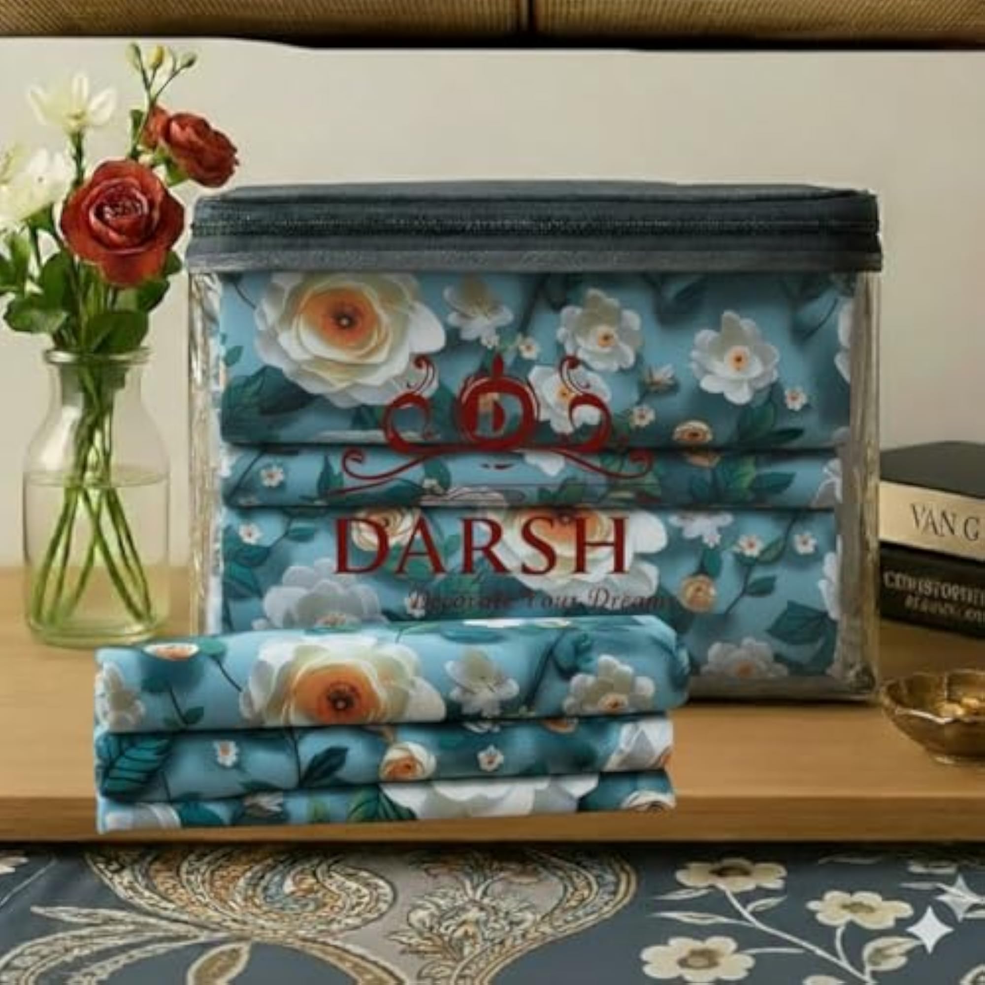 Premium Green Flora Digital Print Bed Sheet with Pillow Covers