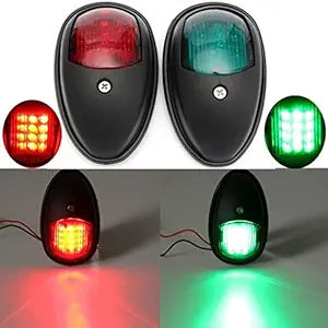MERISHOPP 2 Pieces Boat Red Green LED Navigation Lights Maritime Port Starboard Black Parts & Accessories | Boat Parts | Electrical & Lighting