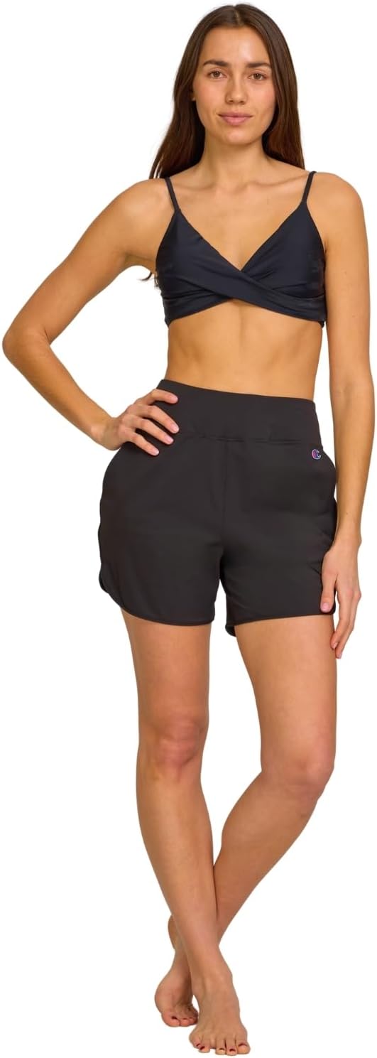 Champion High Waisted Swim Shorts for Women – 5" Tummy Control Beach Board Shorts with Liner, Quick Dry Swimsuit Trunks