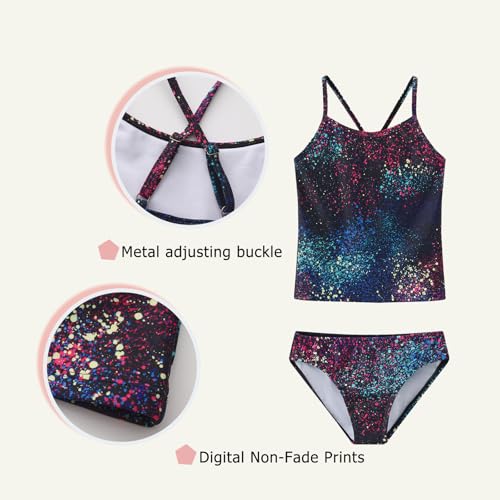 Image of Girls Two Piece Tankini Swimsuits Hawaiian Ruffle Bathing Suit Summer Beach Swimwear Set