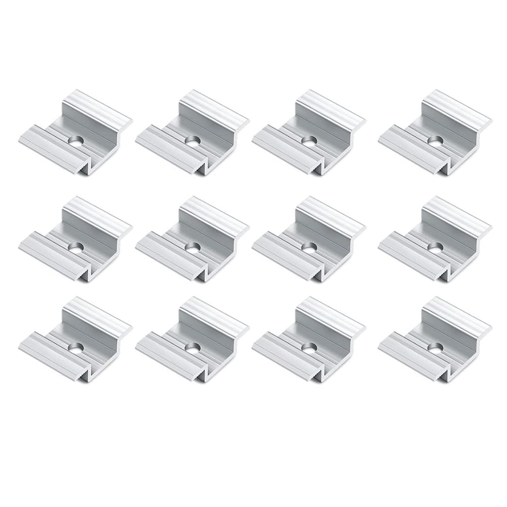 muqeu 12 X Aluminium Alloy Centre Clamp PV Solar Panels Frame Heights, Solar Panels Bracket forSolar Panels Roof
