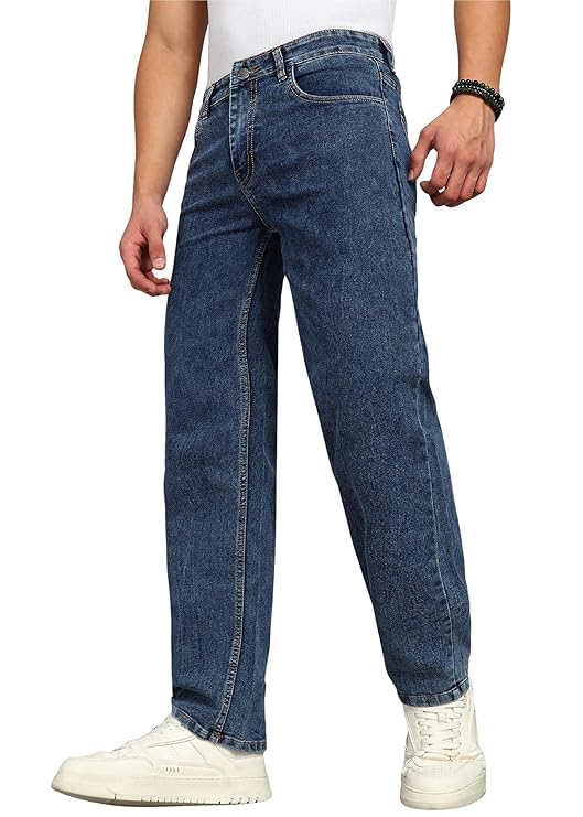 Image of Men's Baggy Fit Jeans, Loose Fit High Rise Denim Pants, Casual Streetwear Style for Everyday Comfort