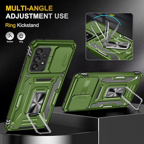 Image of Vaku Luxos Aegis Armor Slide TPU Back Cover Case for Samsung Galaxy A53 5G with Magnetic Ring Holder Kickstand Camera Screen Protector- Green