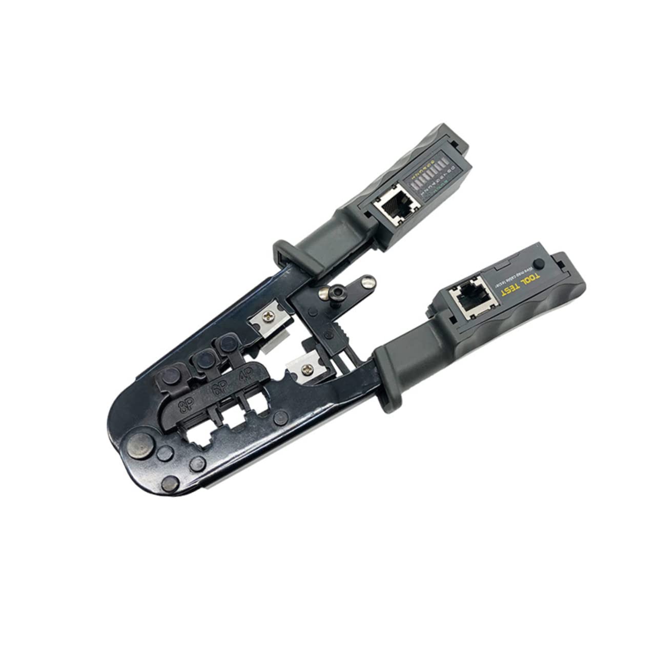 OSALADI Pinza Per Crimpare Cavi Con Spelafili e Tester Utensile Per Crimpare Pass-through Per Connettori in Acciaio Resistente