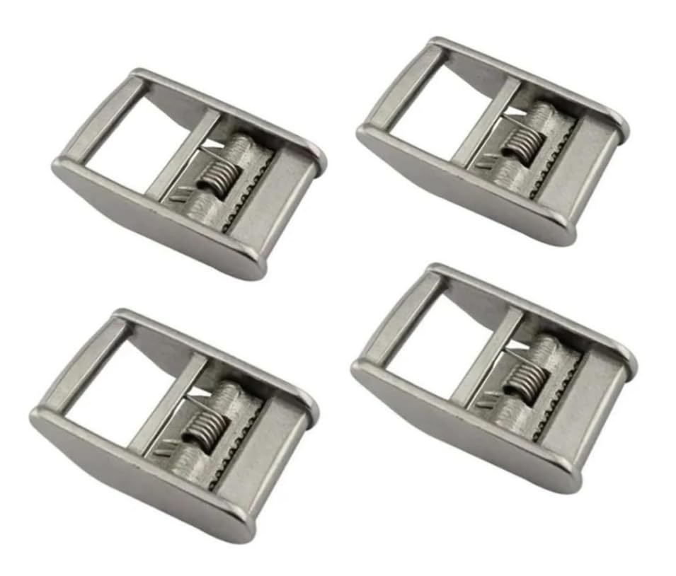 For cinghie di ancoraggio, fibbia in metallo for il fissaggio di canoe e kayak, 4 pezzi, fibbia a camma in acciaio inossidabile