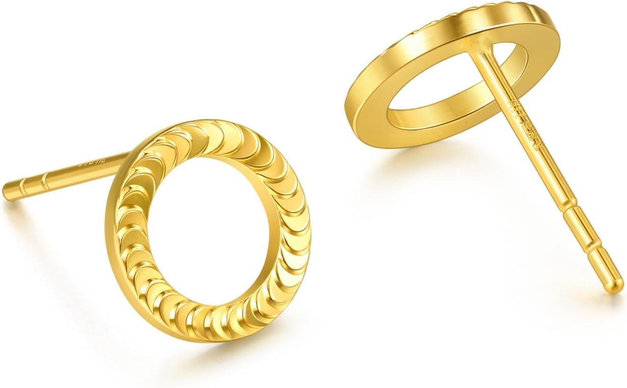 CHOW SANG SANG 999 24K Gold Essence Round Stud Earrings for Women 94290E